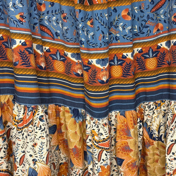 Farm Rio Bambina Maxi Skirt Floral Tiered Boho Viscose Cottagecore Festival Skir - Picture 5 of 14